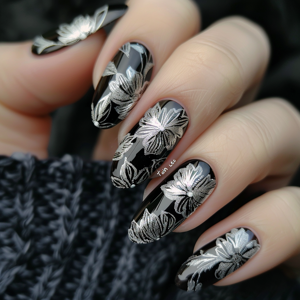 black-and-silver-nails