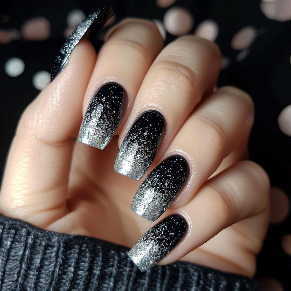 black-and-silver-nails