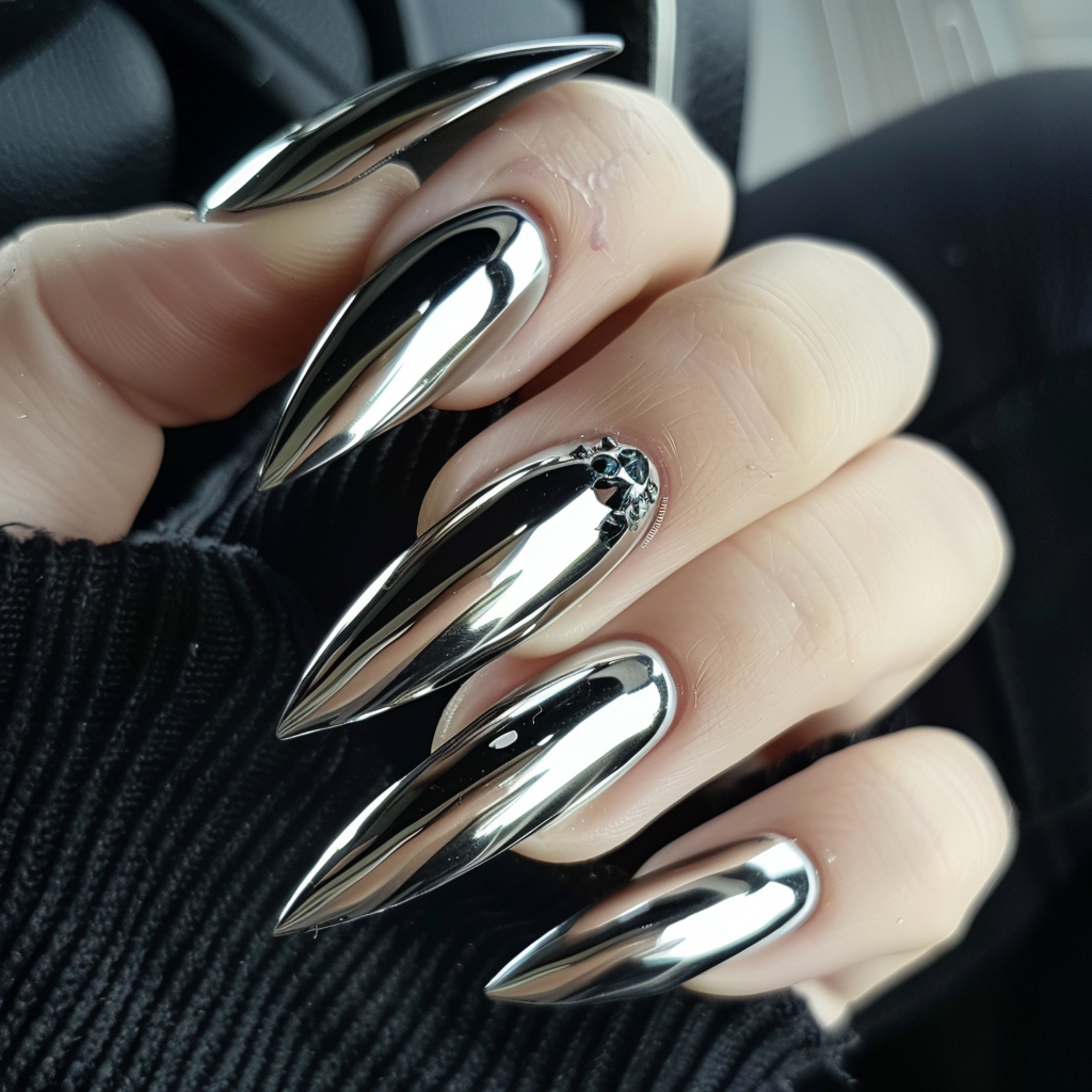 black-and-silver-nails
