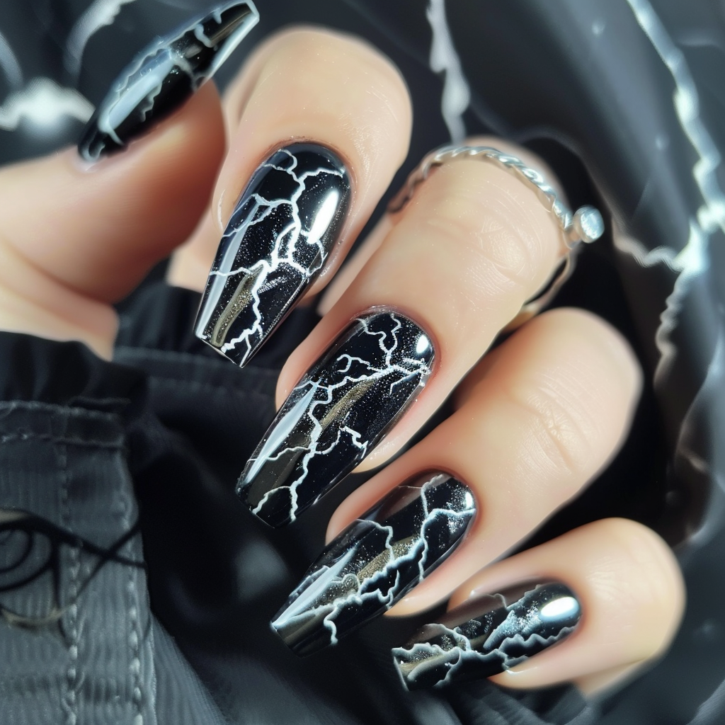 black-and-silver-nails