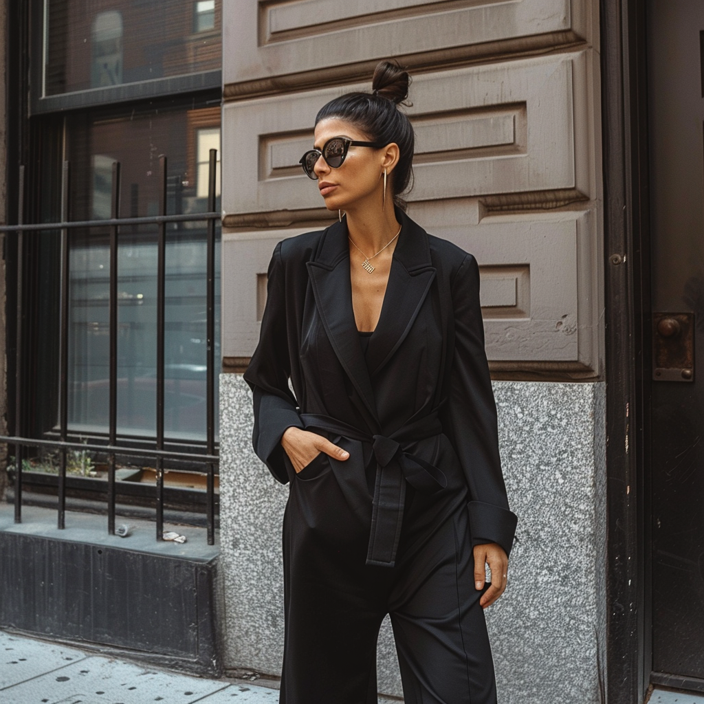 Oversized Black Blazer  With a Pencil Skirt and Heels