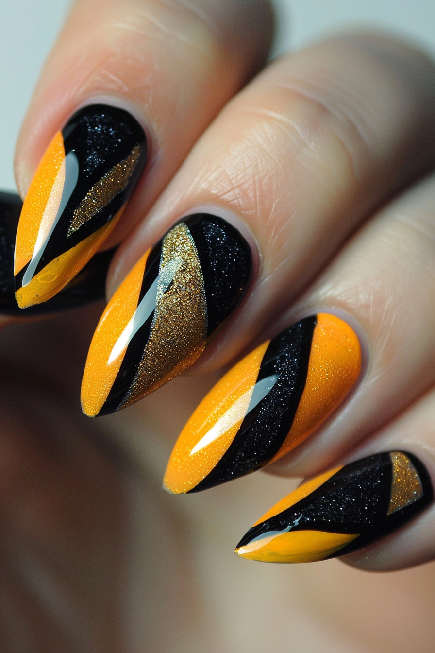black and yellow nails