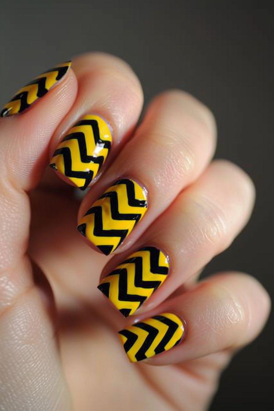black and yellow nails