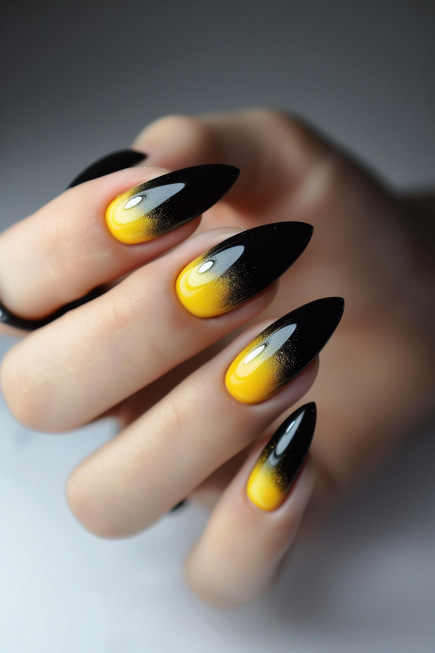 black and yellow nails
