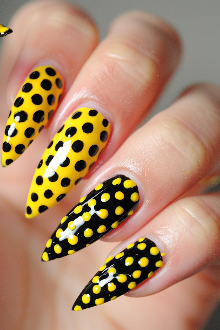 black and yellow nails