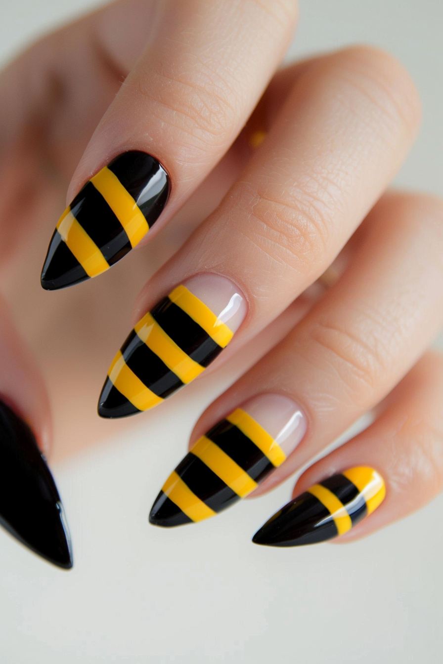black and yellow nails