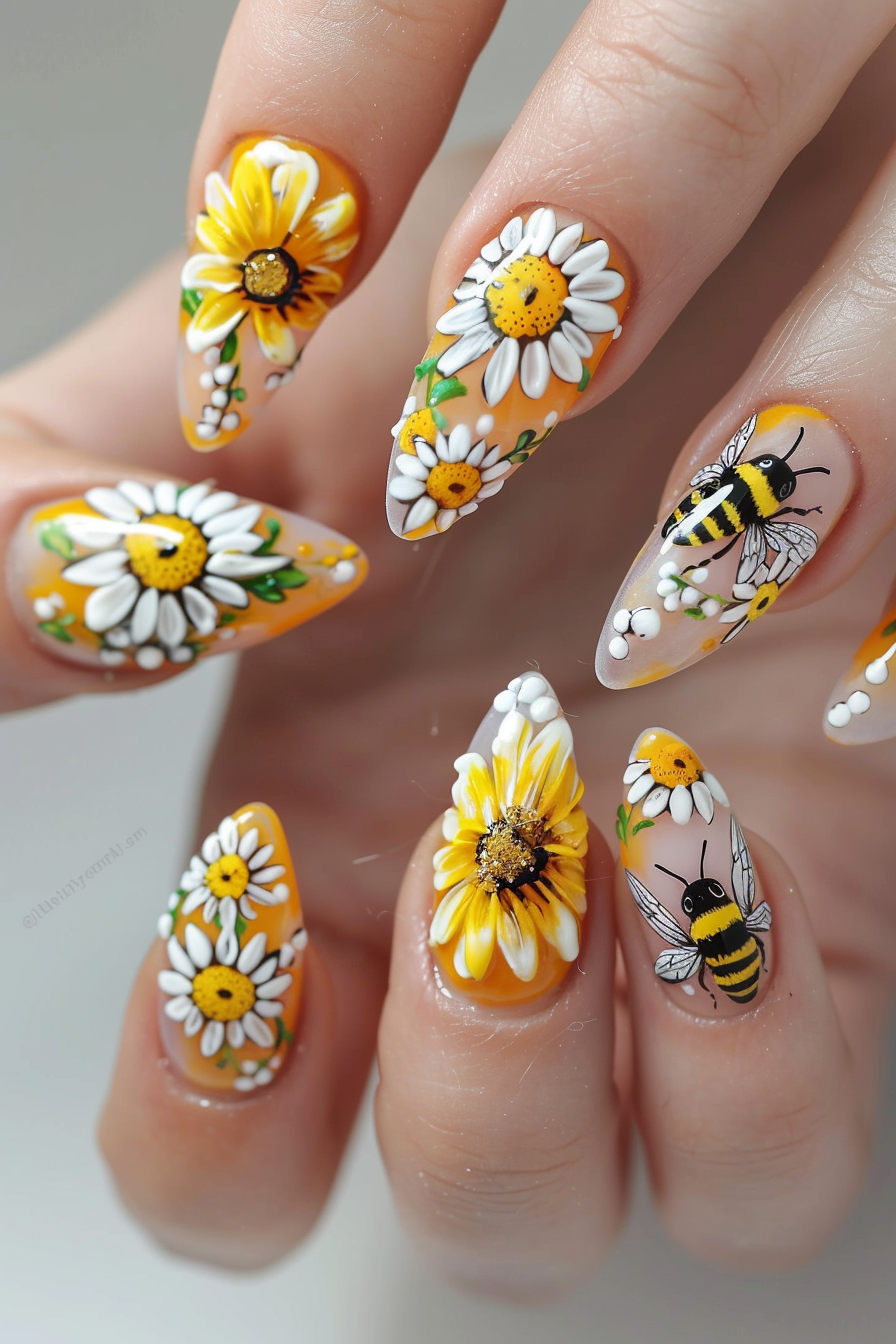 black and yellow nails
