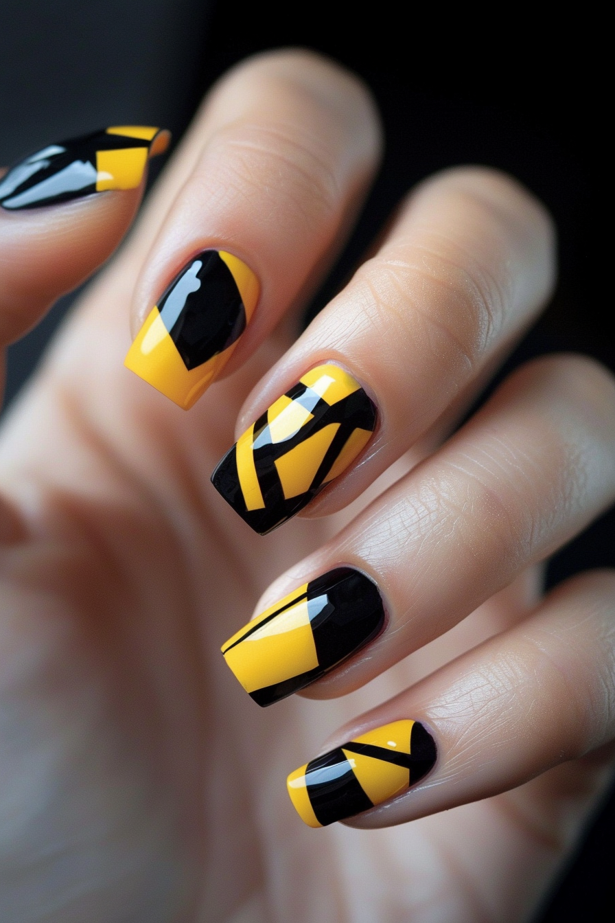 black and yellow nails