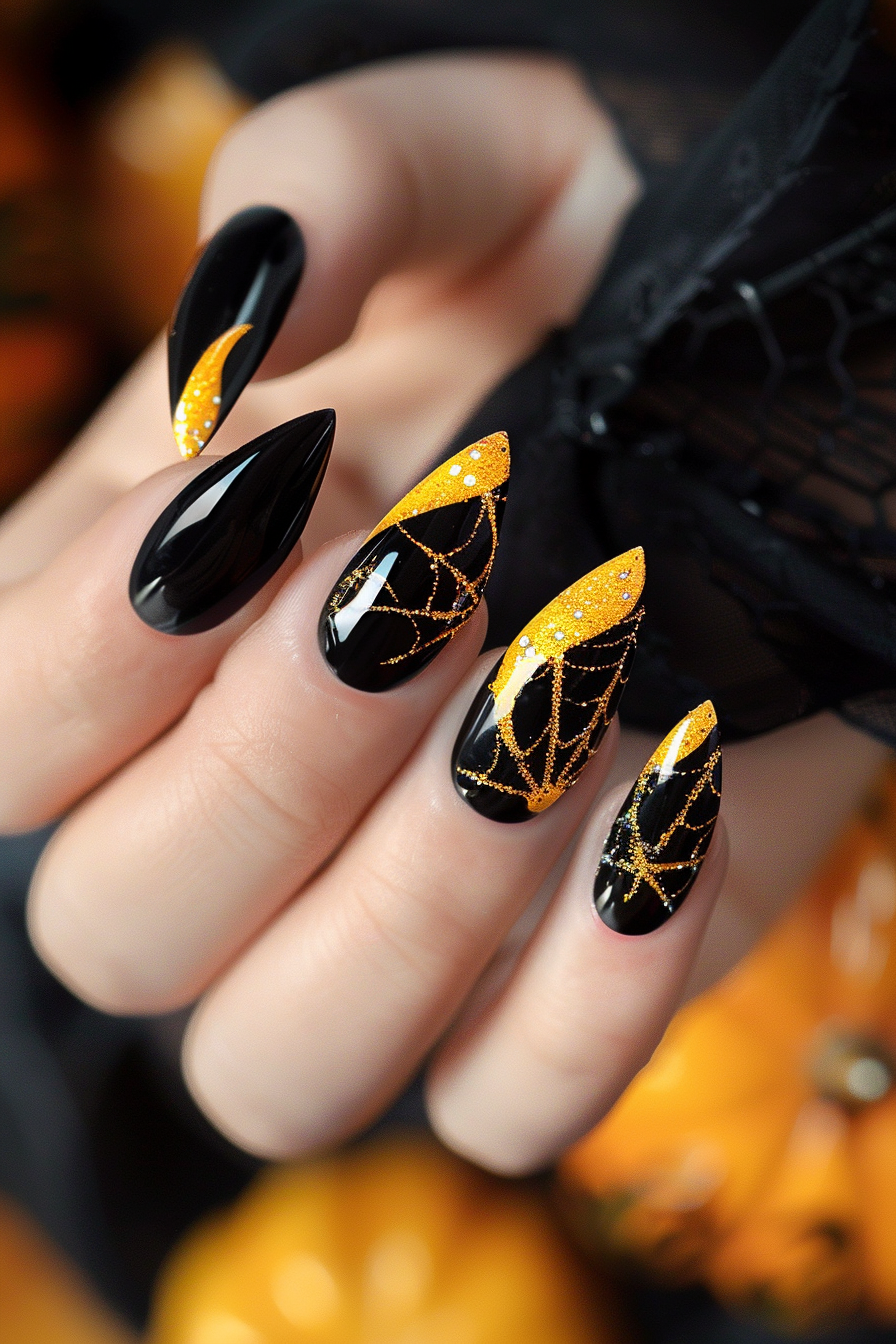 black and yellow nails