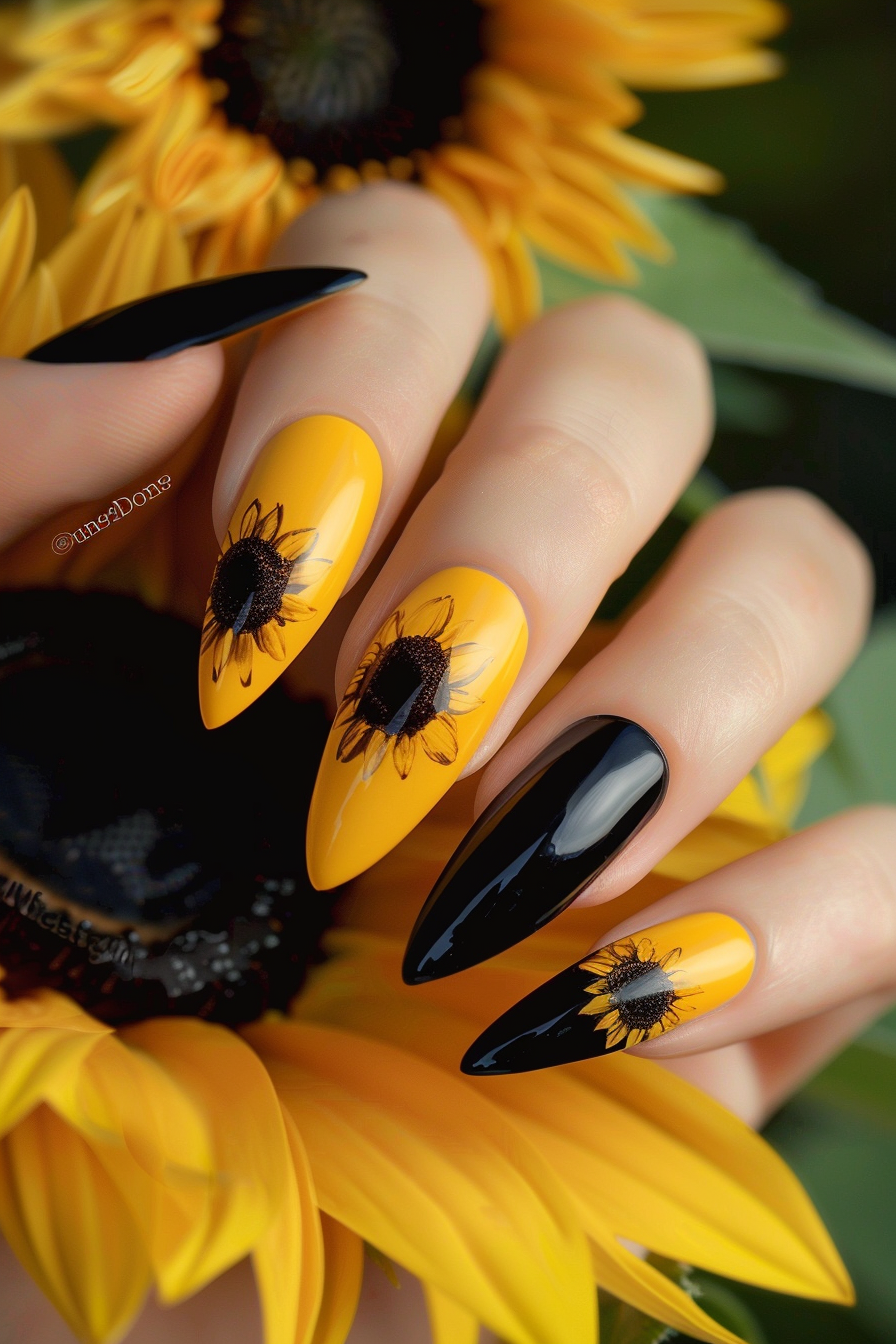 black and yellow nails
