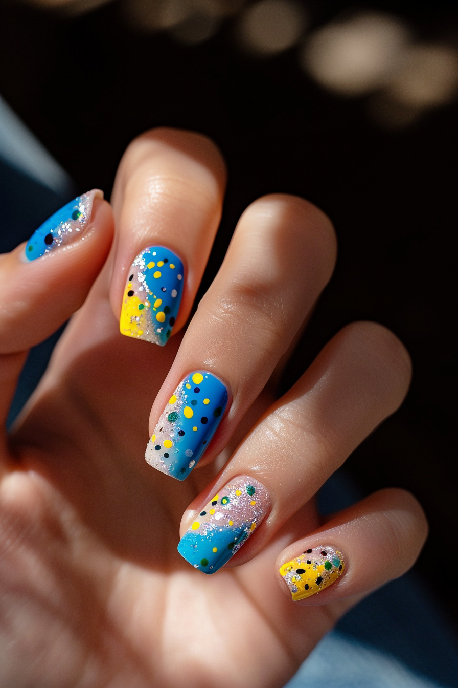 blue and yellow nails