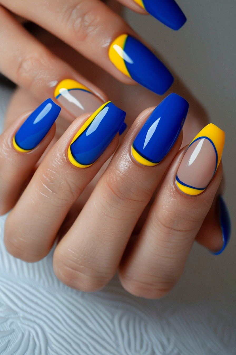 blue and yellow nails