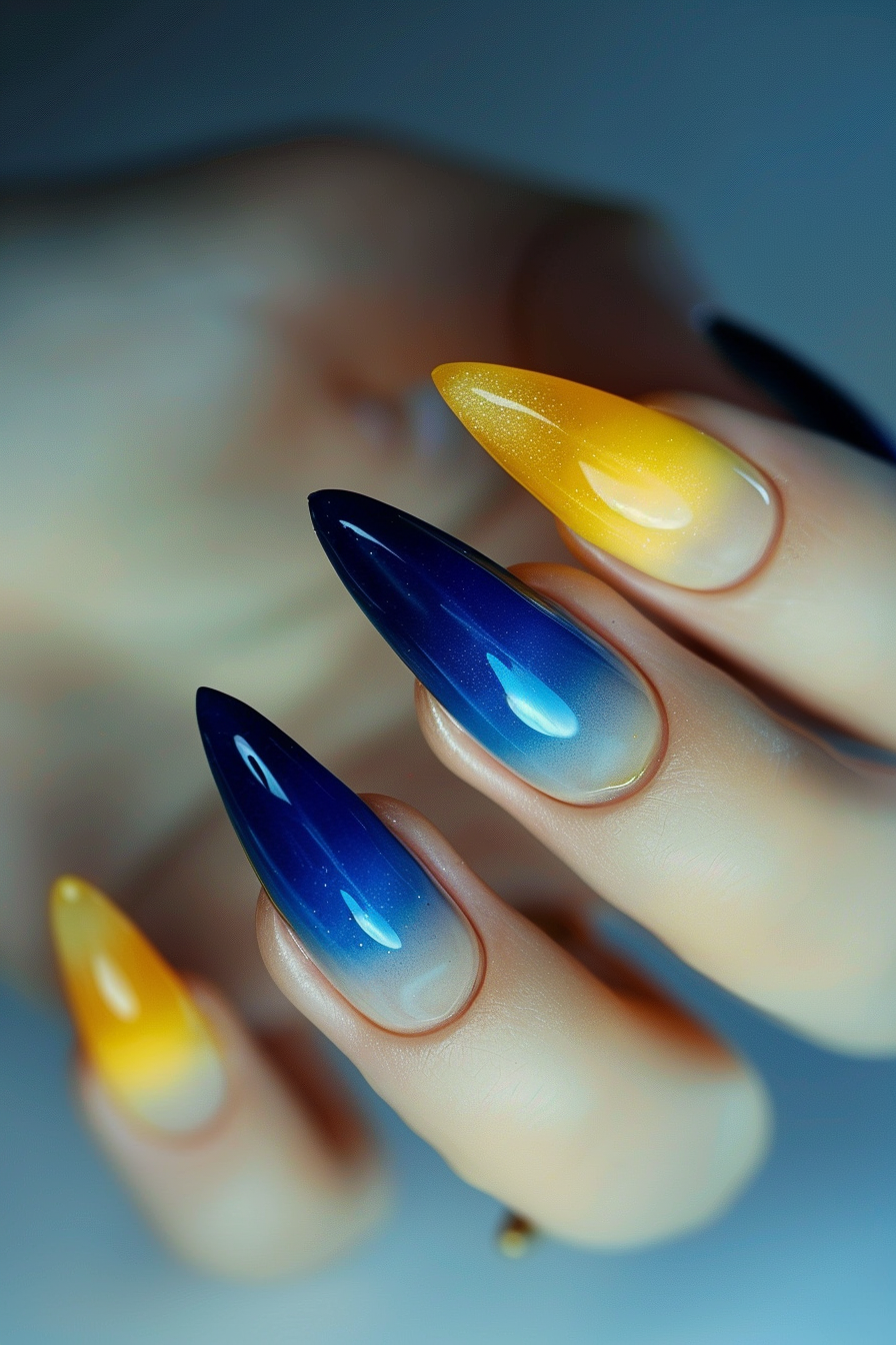 blue and yellow nails