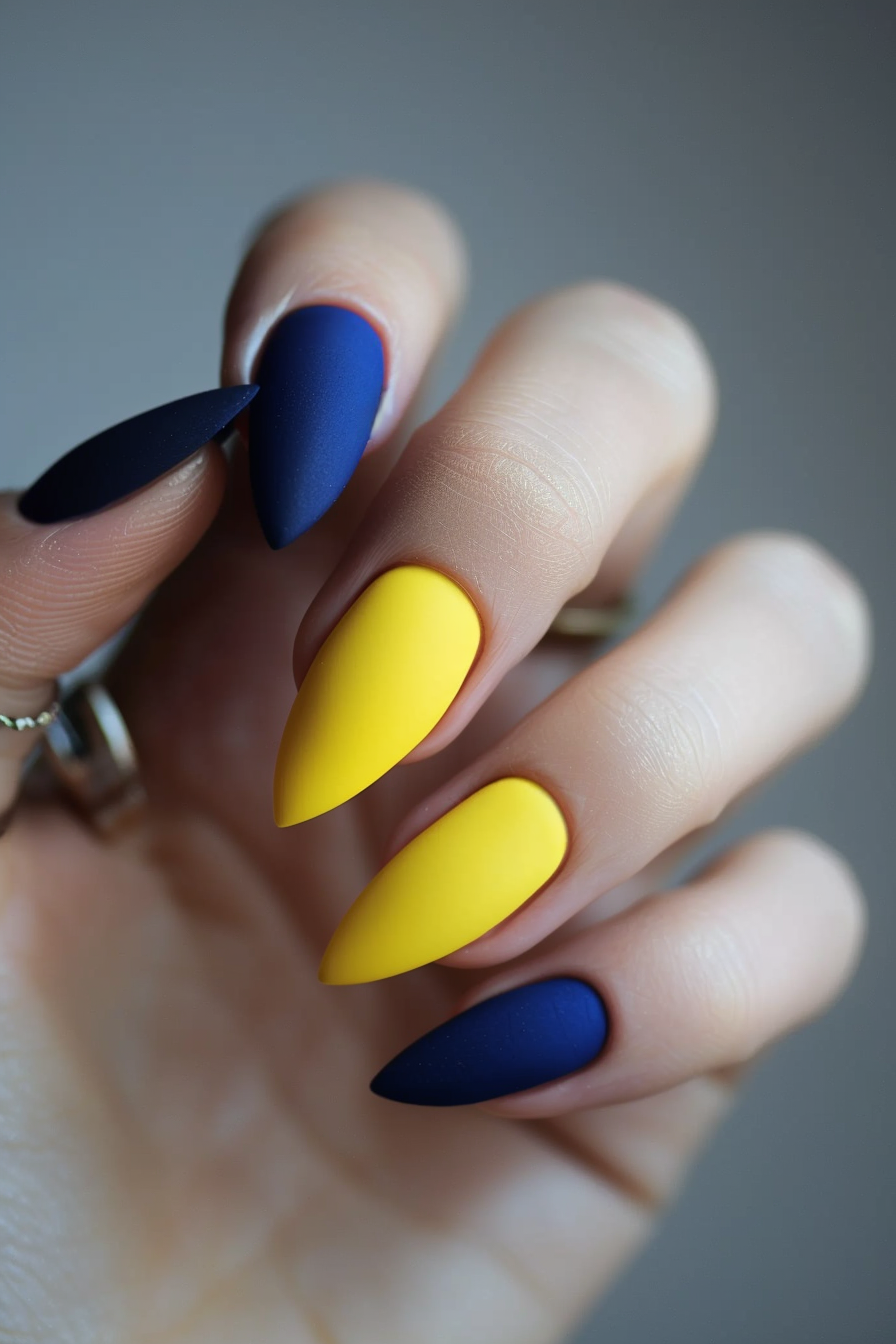 blue and yellow nails