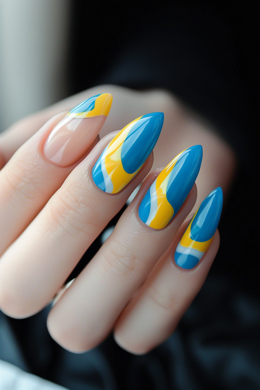 blue and yellow nails