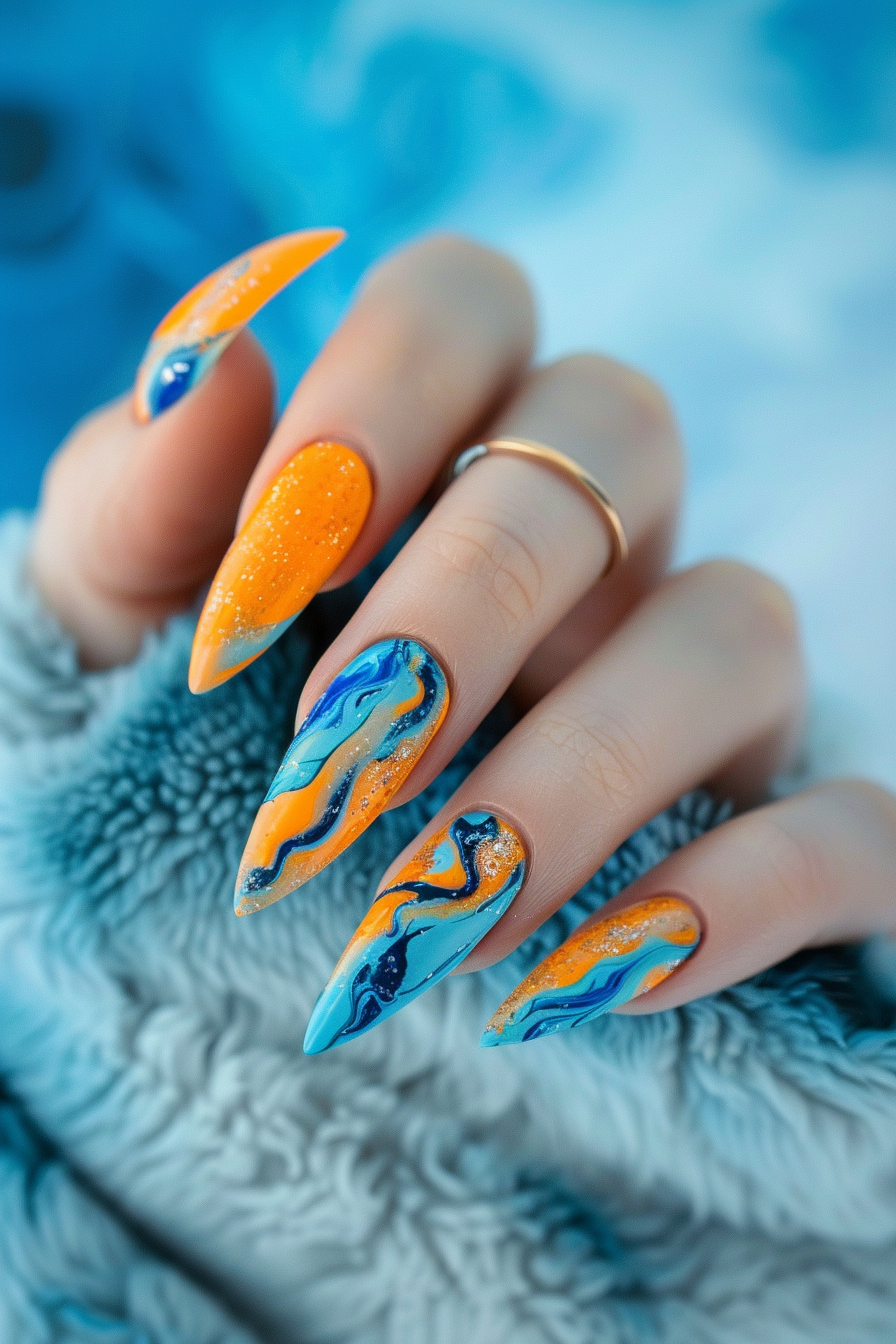 orange-and-blue-nails
