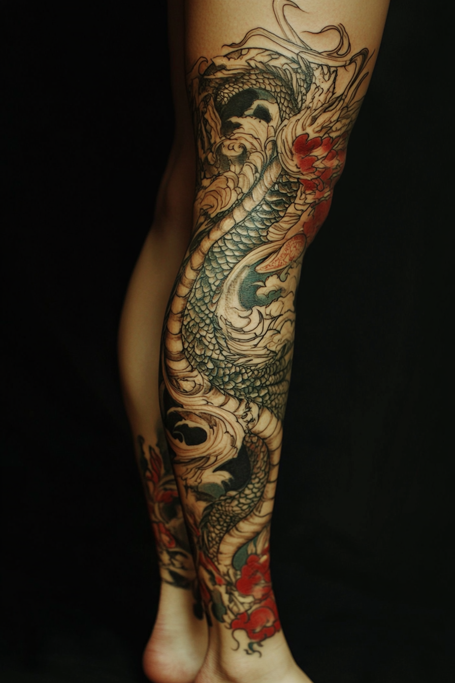 women-leg-sleeve-tattoo-ideas