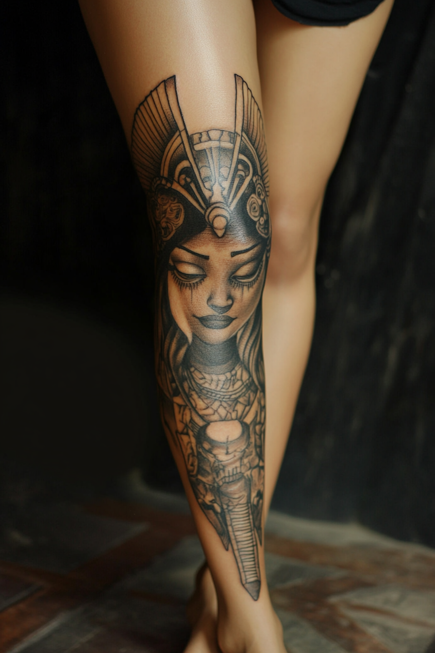 women-leg-sleeve-tattoo-ideas