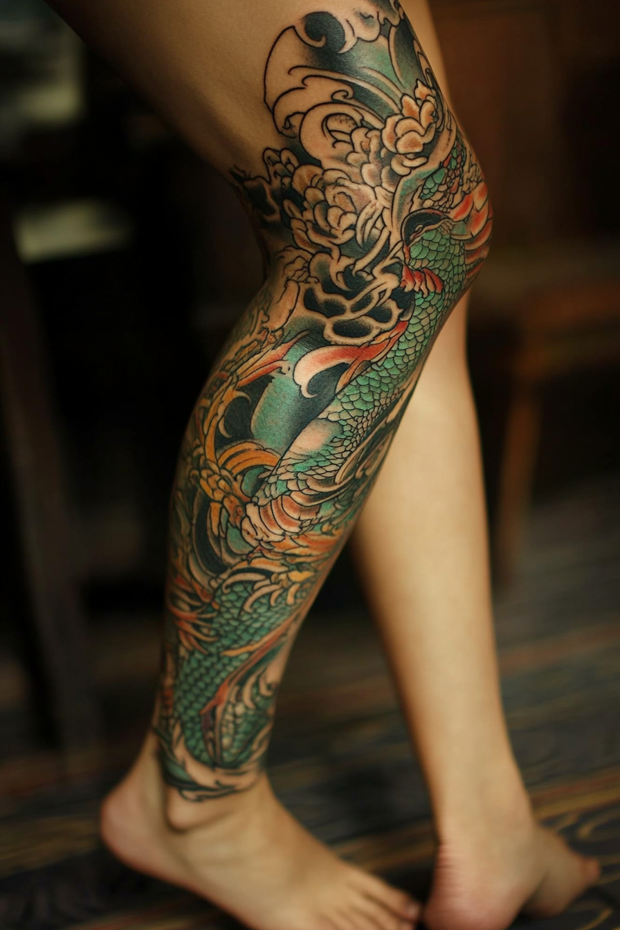women-leg-sleeve-tattoo-ideas
