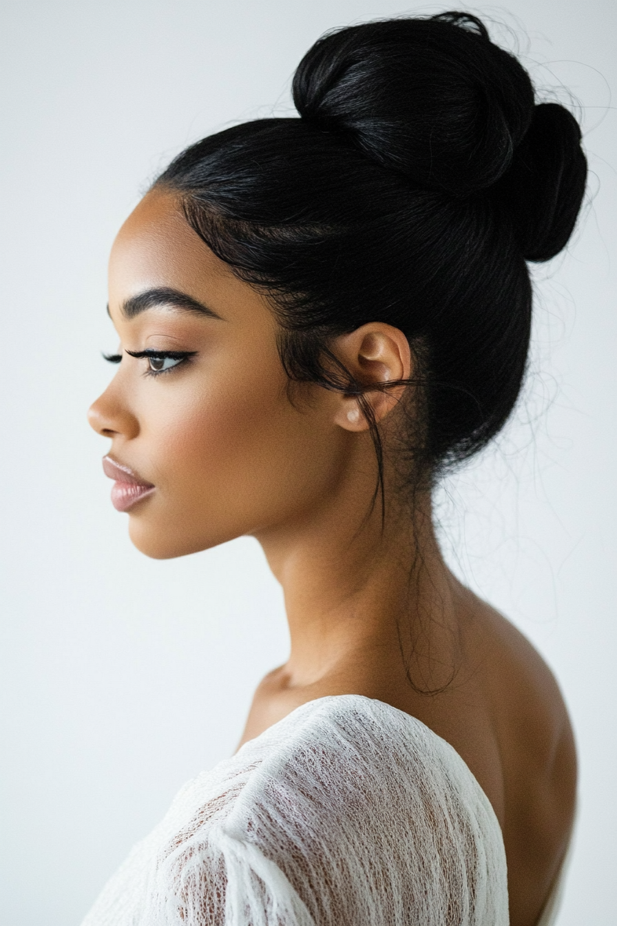 black hair bun styles