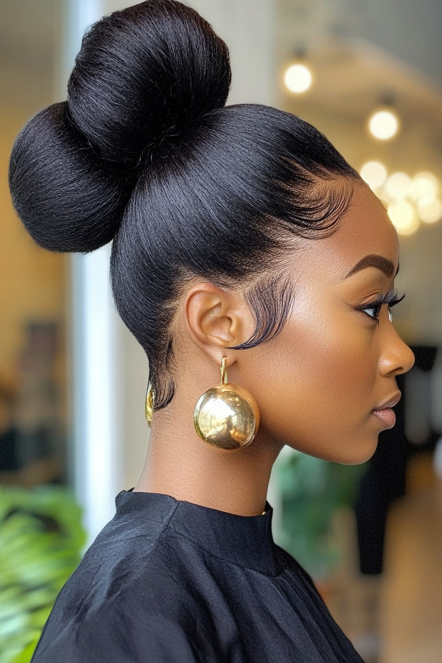 black hair bun styles