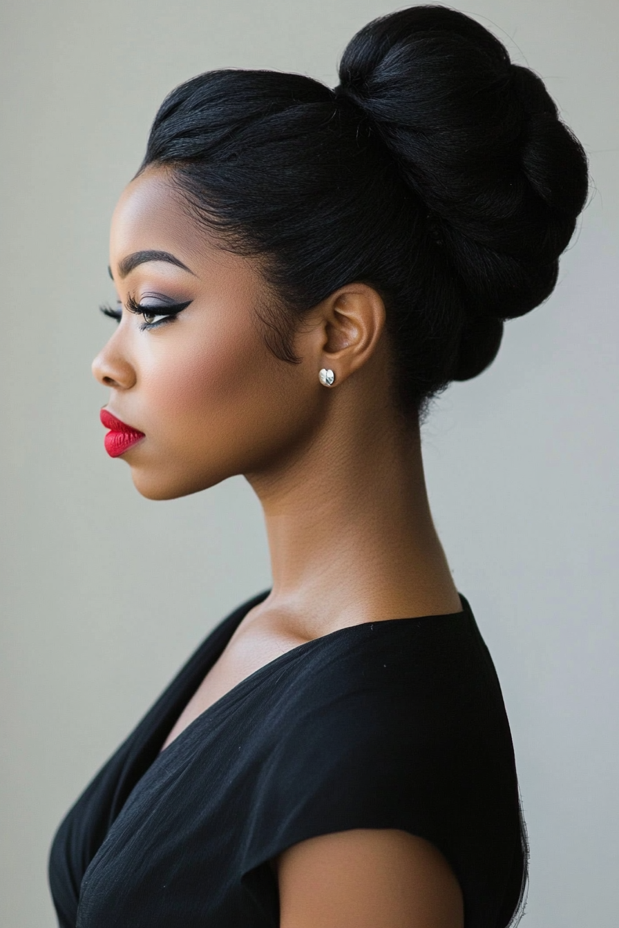black hair bun styles