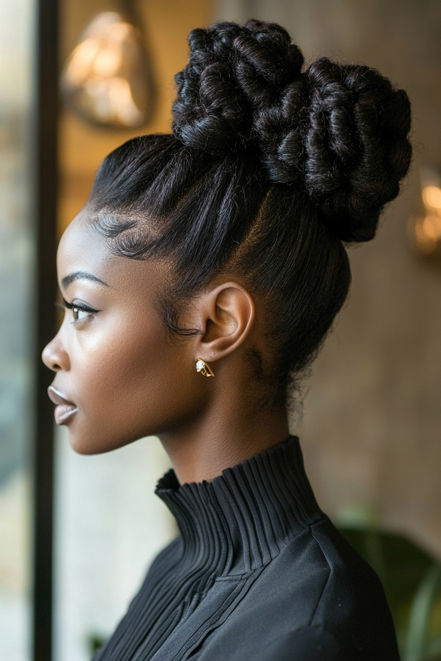 black hair bun styles