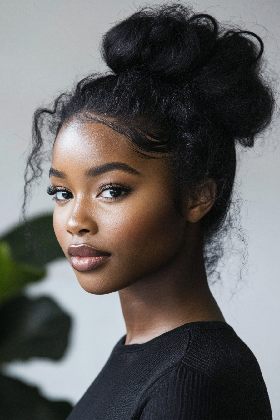 black hair bun styles