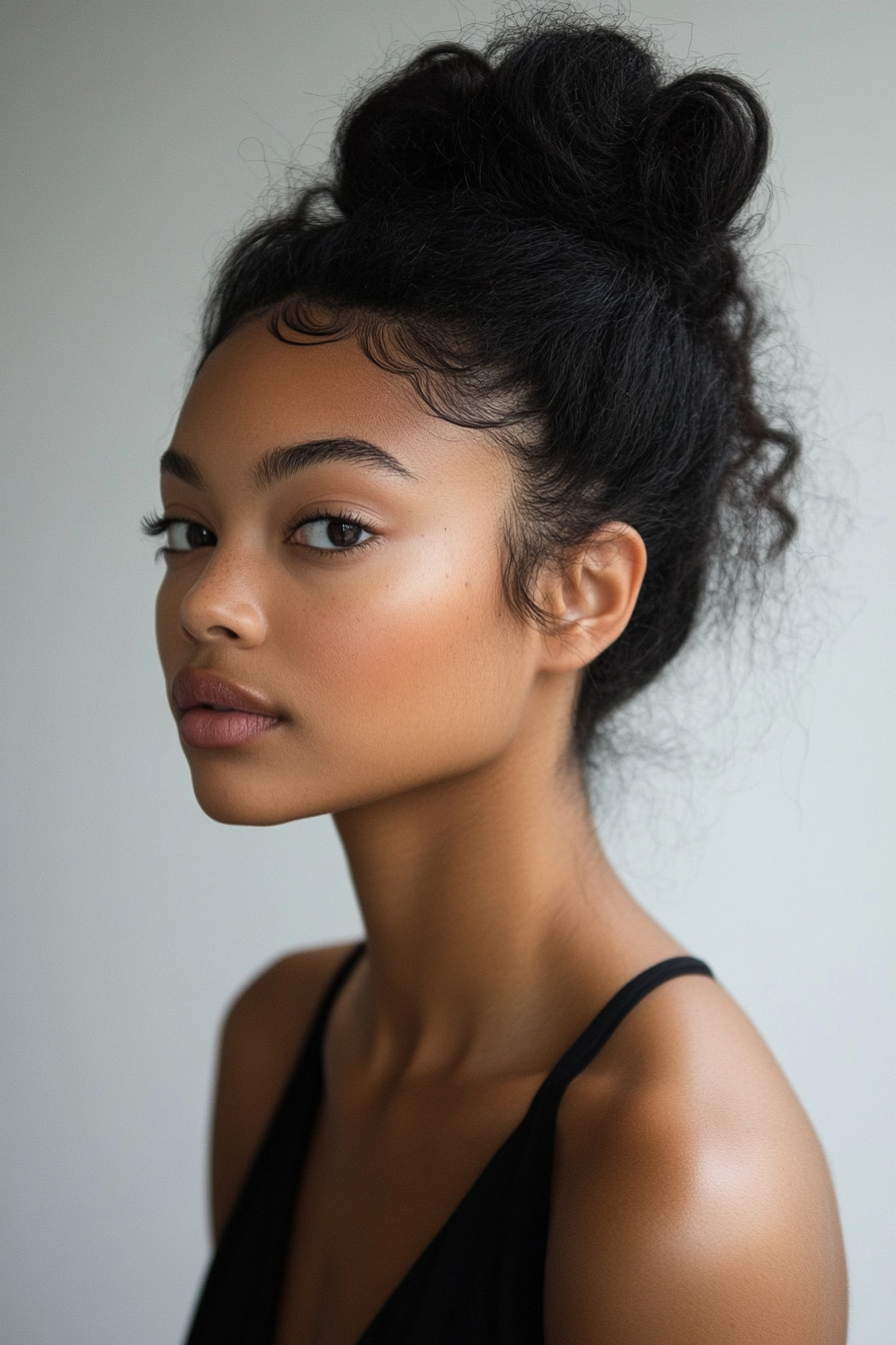 black hair bun styles
