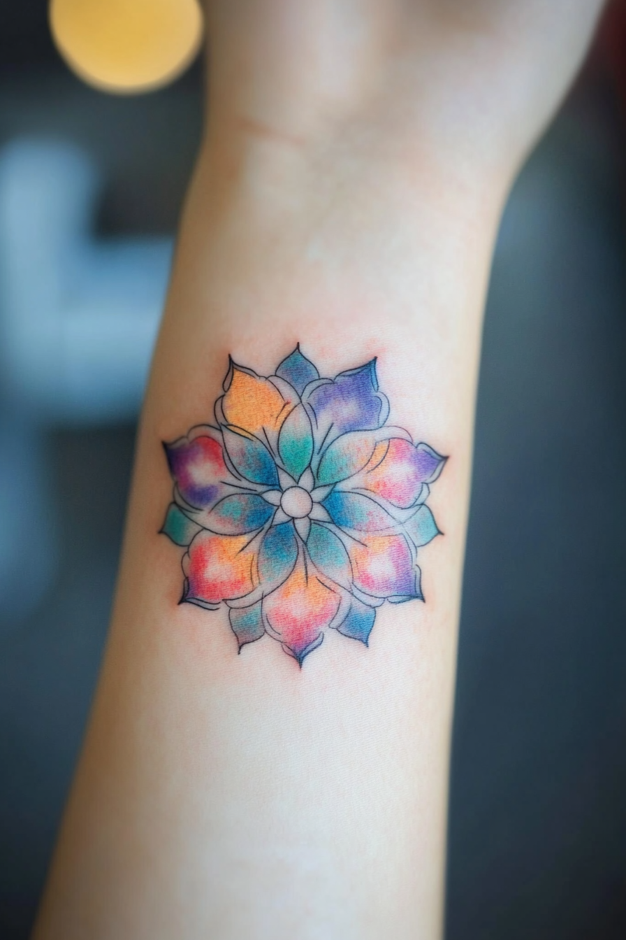 Watercolor Mandala Tattoo