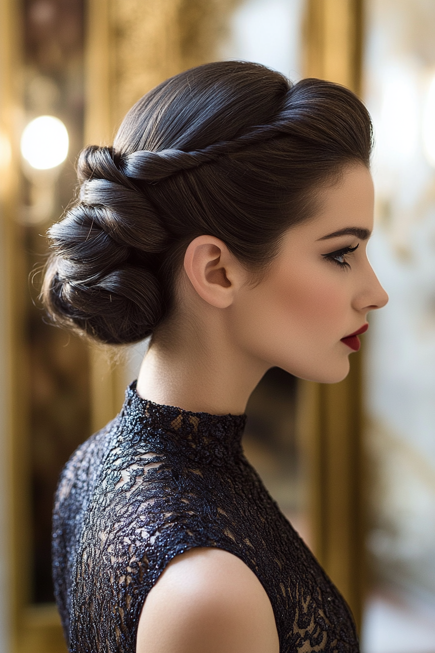 high-neck-dress-hairstyles