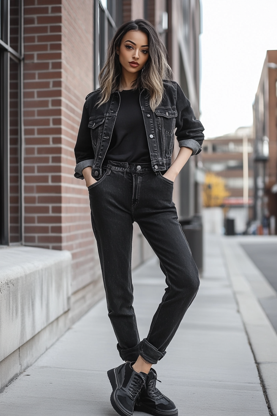 black-jean-jacket-outfits