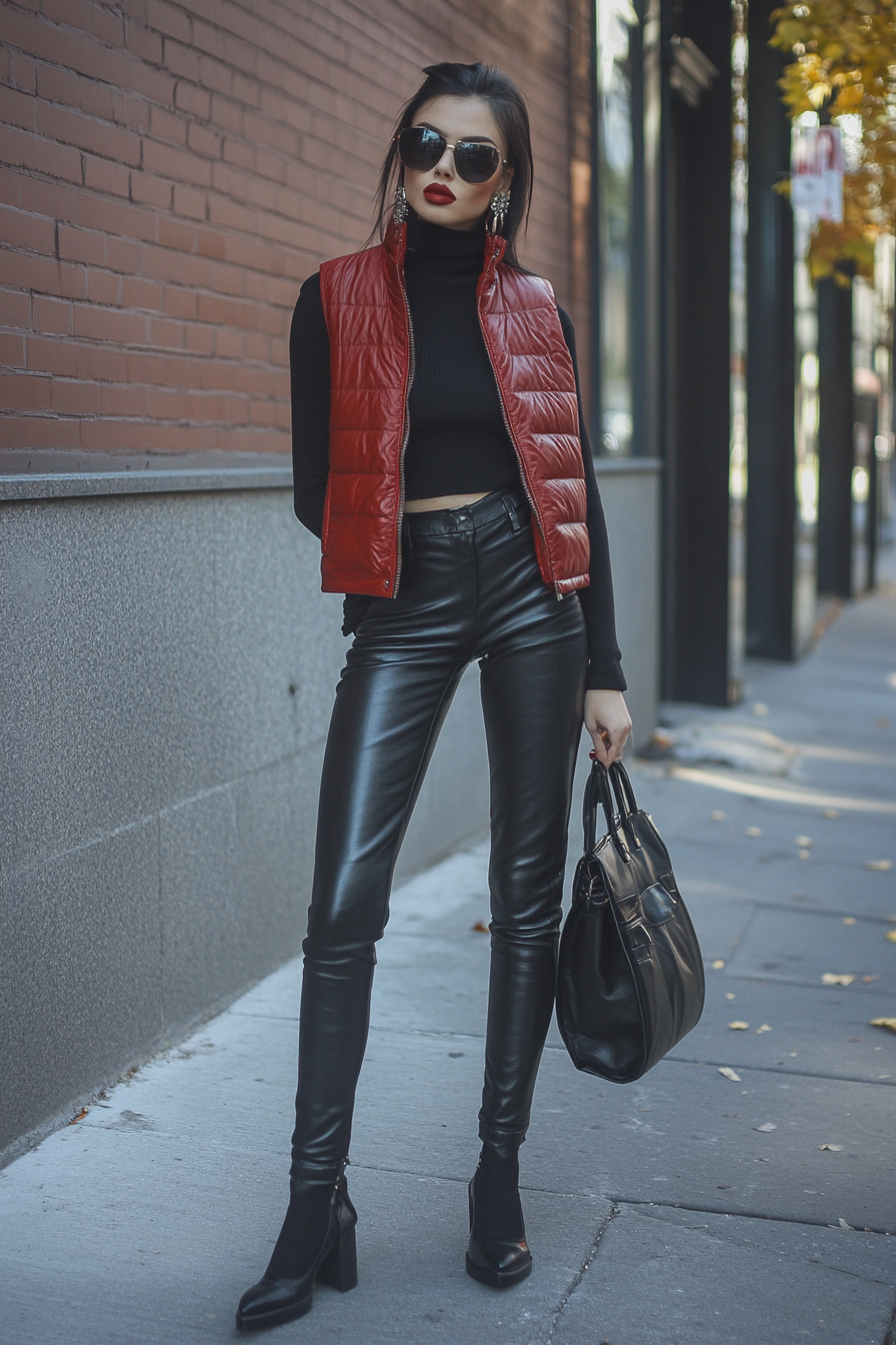 long puffer vest outfit 