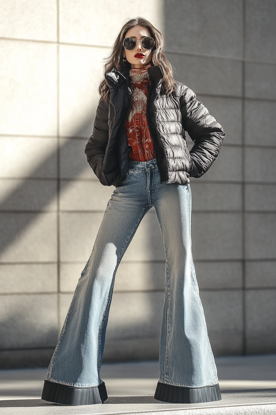 long puffer vest outfit