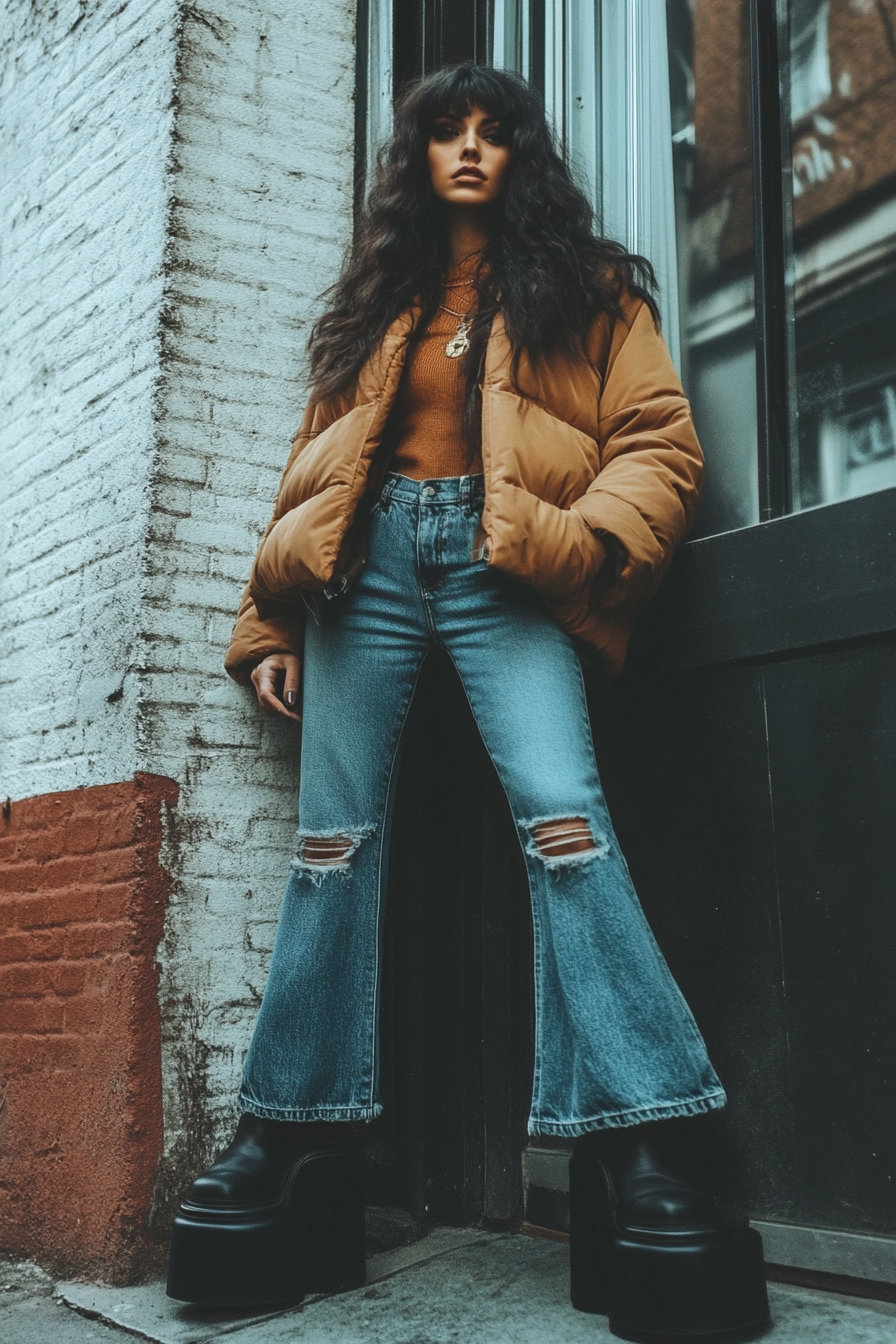 long puffer vest outfit