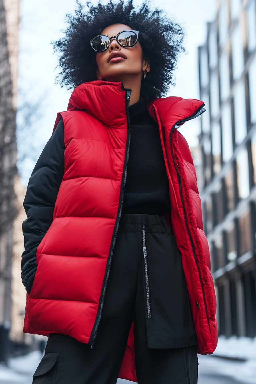 long puffer vest outfit 