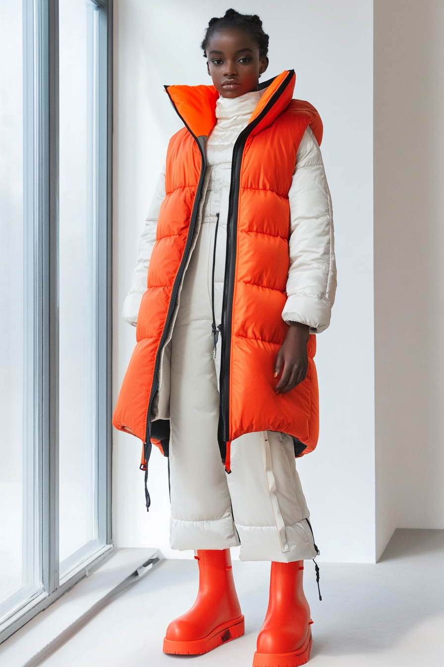 long puffer vest outfit 