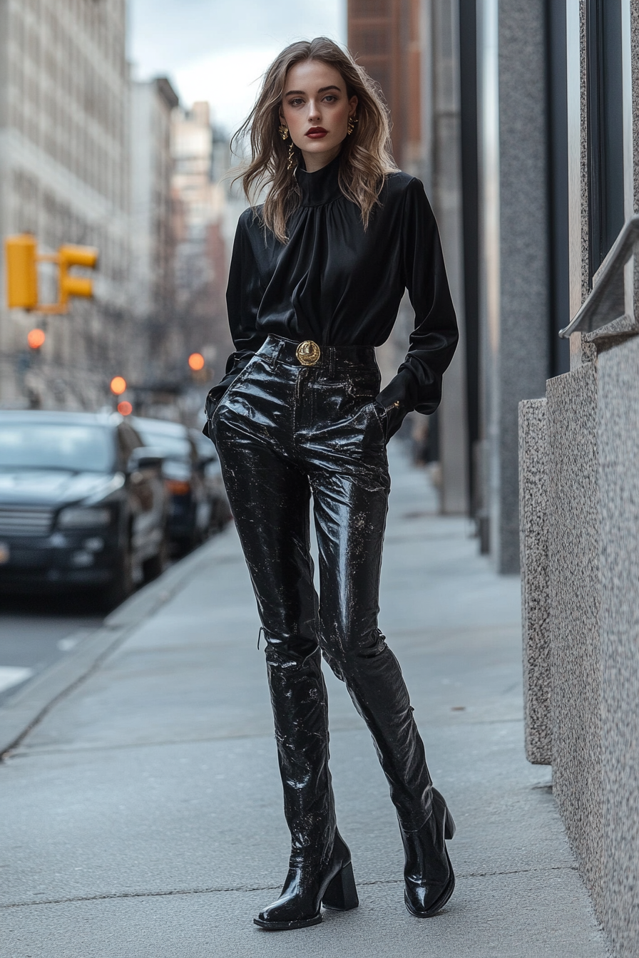 leather pants outfit winter