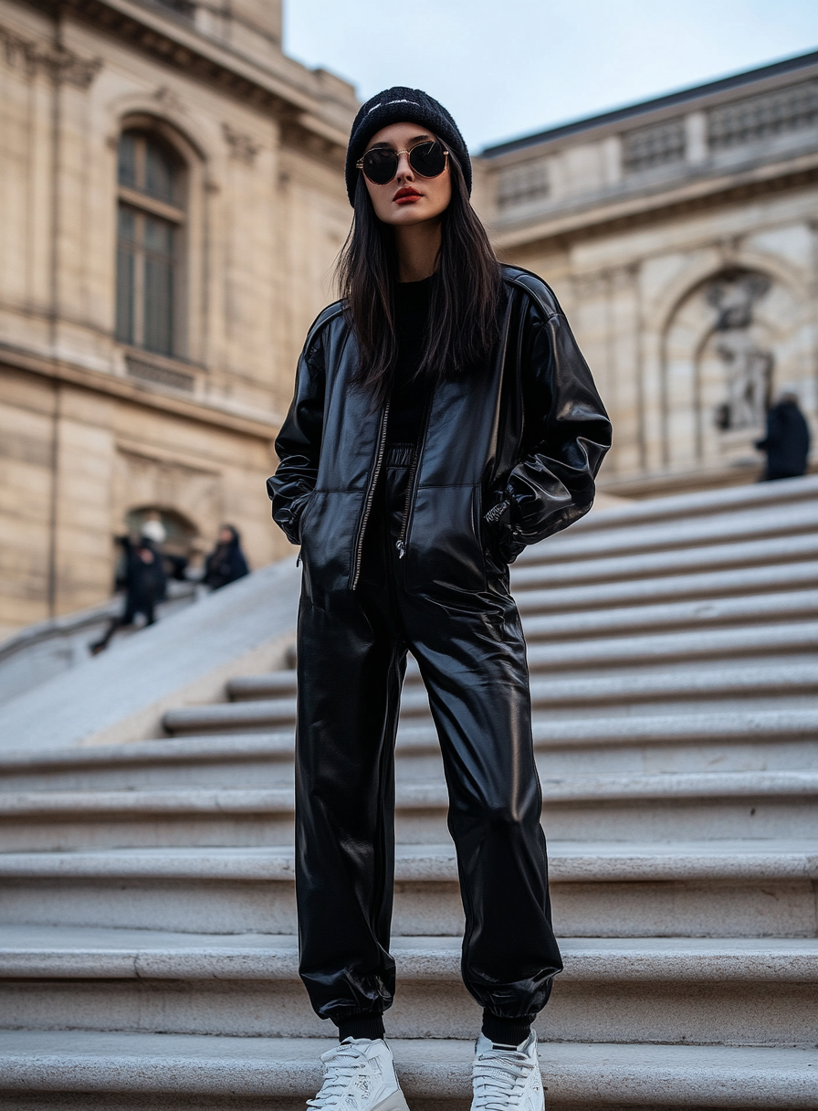 Leather pants outfit winter