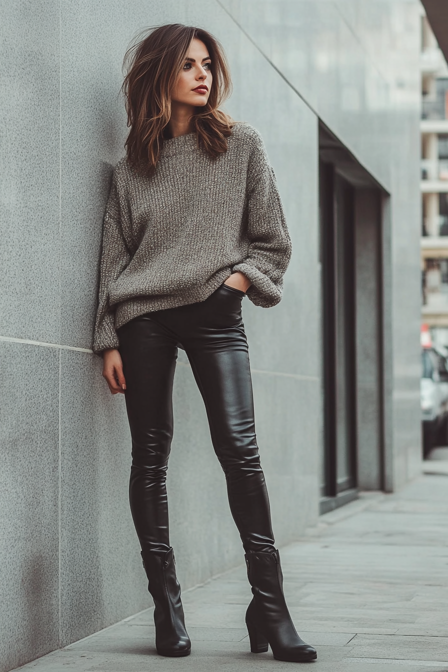 leather pants outfit winter