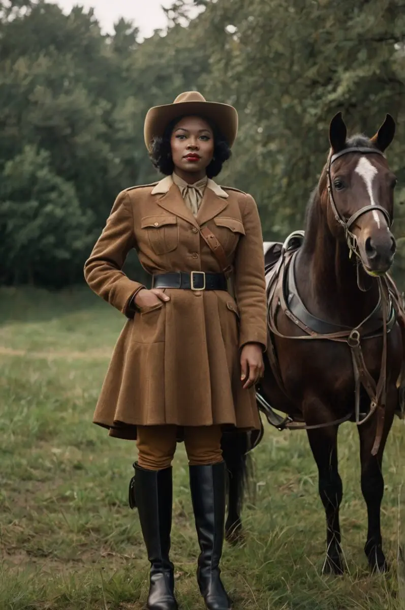 1940s equestrian style trail riding outfit and boots for black women